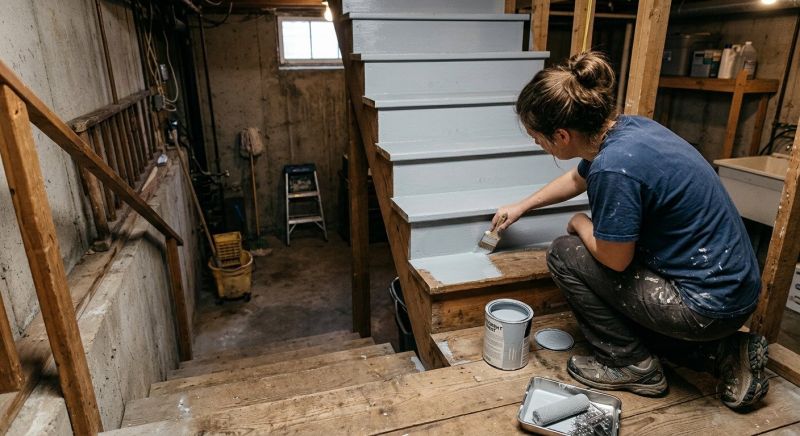 Basement Stairs Painting in Wilmington, NC