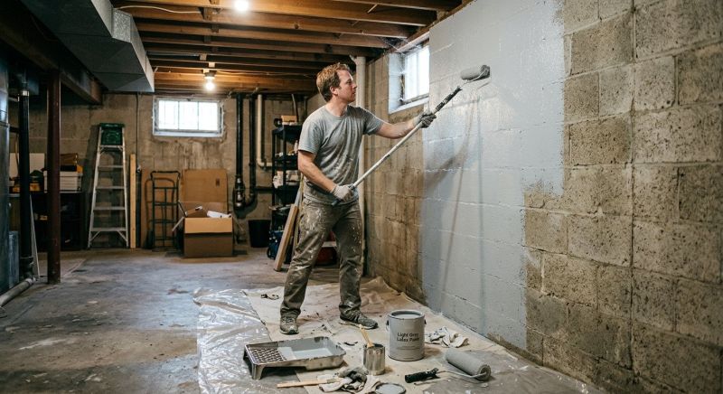 Basement Wall Painting in Kansas City, KS